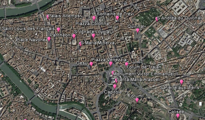 Carte interactive du centre de Rome